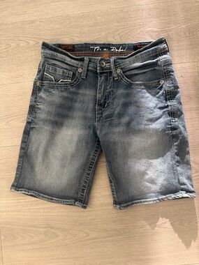 True Rebel Faded Blue Denim Jean Shorts for Men
